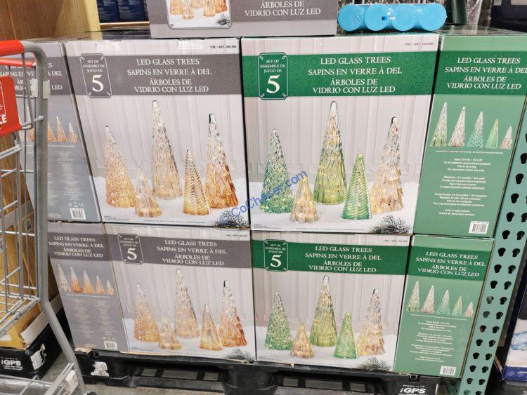 Costco1601368HolidayGlassTreeswithLEDLightsSetall CostcoChaser