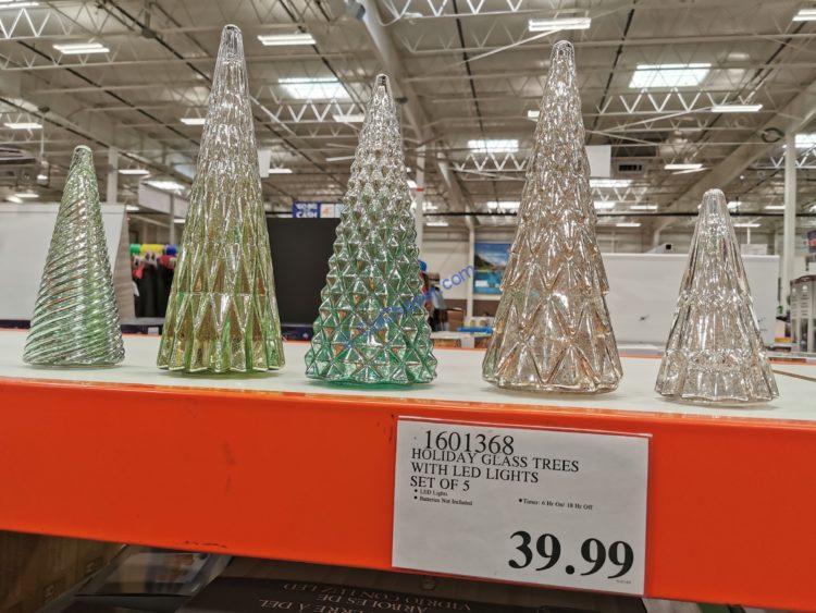 Holiday Glass Trees with LED Lights Set of 5