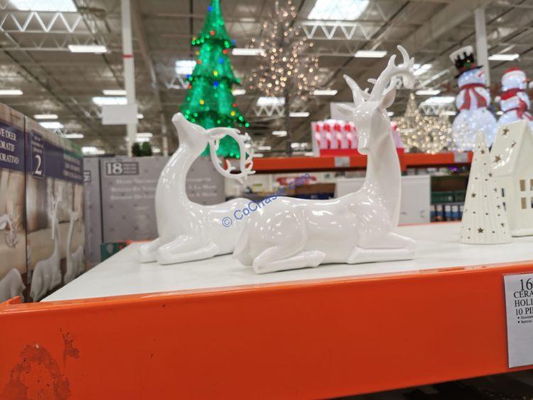 Holiday White Deer, Set of 2