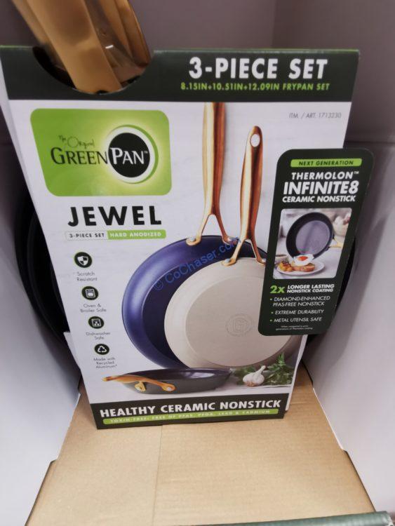 GreenPan Jewel Ceramic NonStick 3piece Skillet Set CostcoChaser