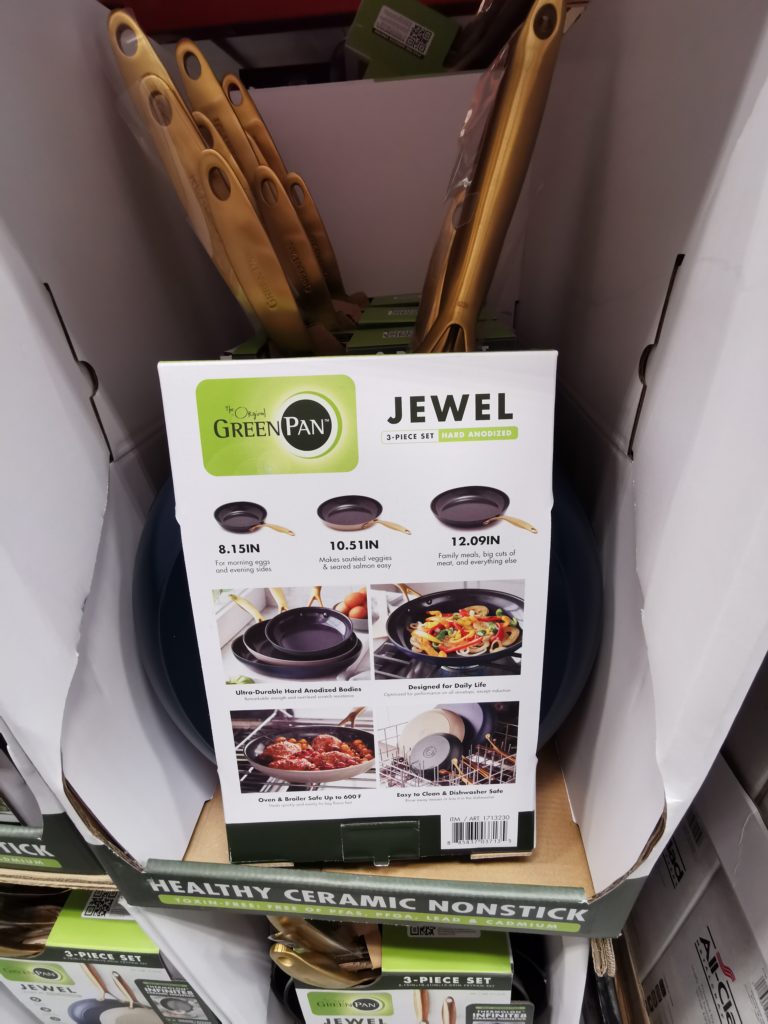 Costco1713230GreenPanJewelCeramicNonStick3pieceSkilletSet4