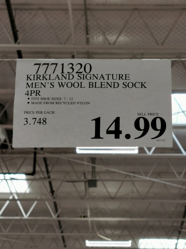 Kirkland Signature Men’s Wool Blend Sock 4PR CostcoChaser