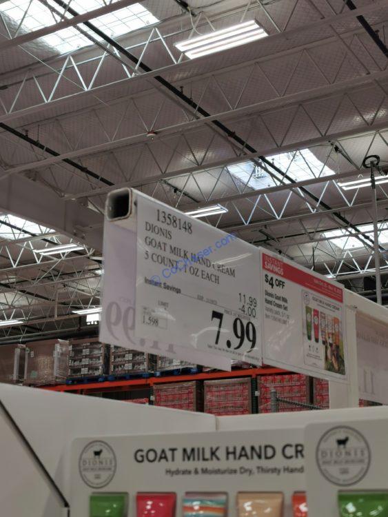 Costco1358148DIONISGoatMilkHandCreamtag CostcoChaser
