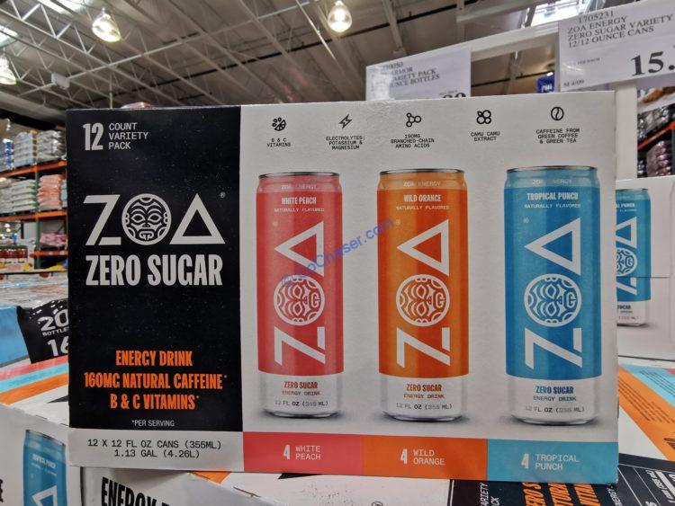 ZOA Energy Zero Sugar Drink, Variety Pack, 12/12 Ounce Cans