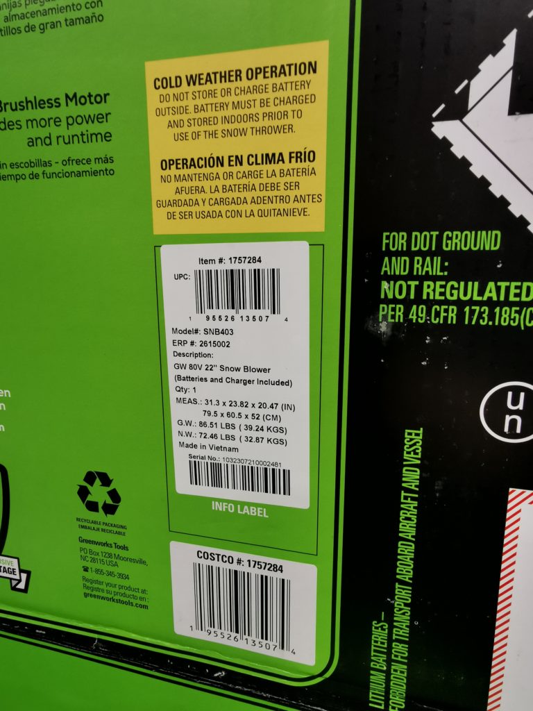 Costco1757284Greenworks80V22SnowBlowerbar CostcoChaser