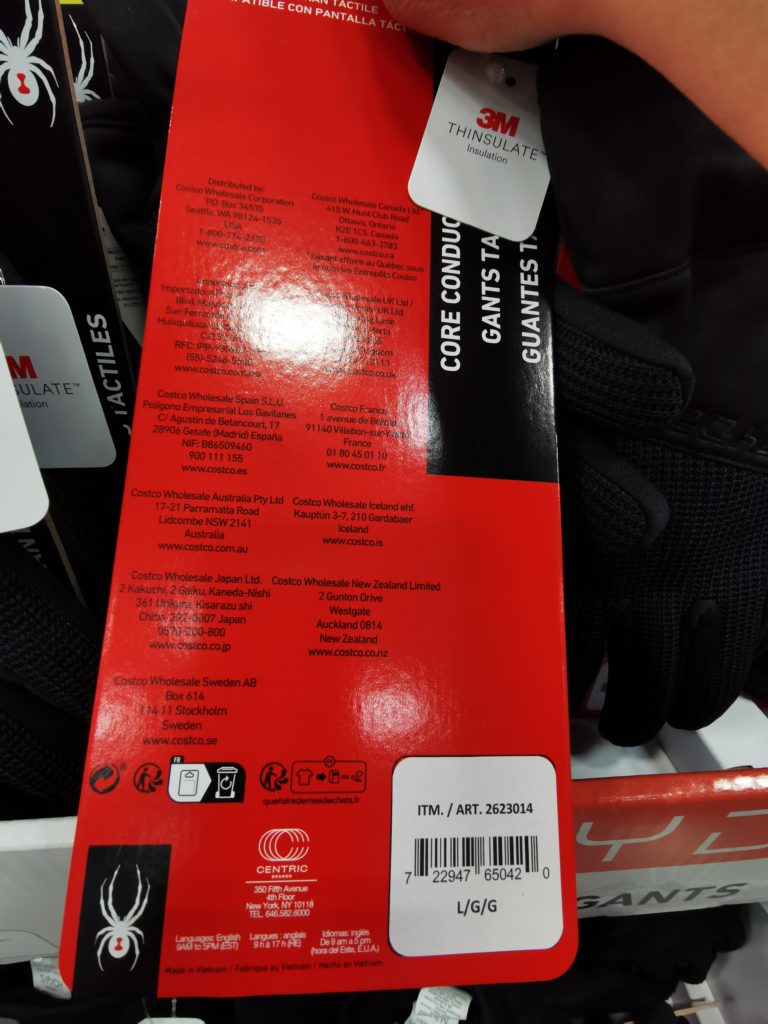 Costco2623014SpyderCoreConductGlovesbar CostcoChaser