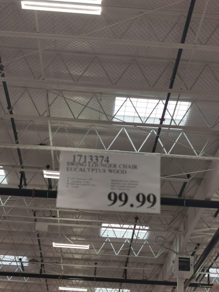 Costco1713374EucalyptusWoodSwingLoungerChairtag CostcoChaser