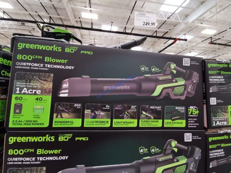 Greenworks 80V 800CFM Blower. Model 2436602