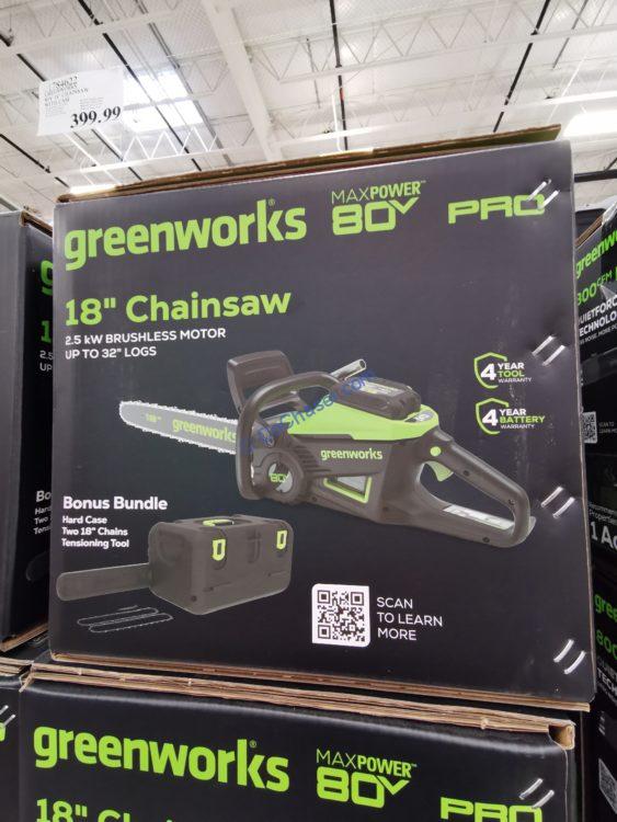 Greenworks 80V 18" Chainsaw with Case