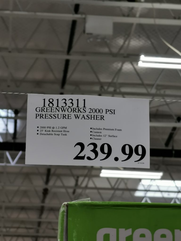 Costco1813311Greenworks2000PSIPressureWashertag CostcoChaser